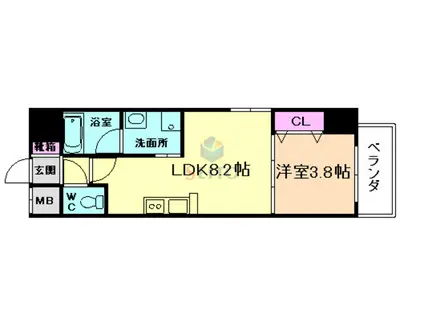 アーバネックス豊中(1LDK/4階)の間取り写真