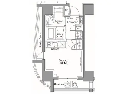 ザ・パークハビオSOHO南青山(ワンルーム/10階)の間取り写真