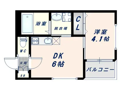 ハーモニーテラス巽南(1DK/1階)の間取り写真