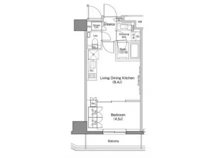 ザ・パークハビオ神楽坂香月(1LDK/2階)の間取り写真