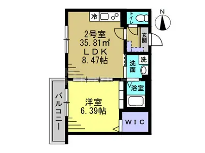 セミカ葛城 II(1LDK/2階)の間取り写真