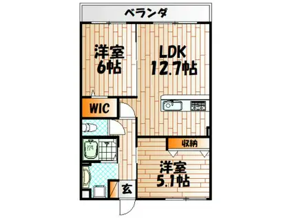 CITRUS TREE(2LDK/5階)の間取り写真