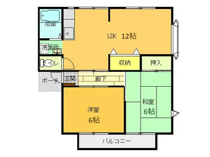 アメニティ広石B(2LDK/1階)の間取り写真
