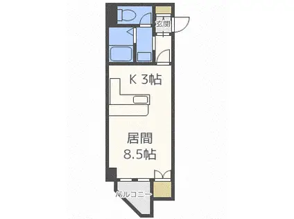 藤井ビル中の島II(1K/2階)の間取り写真