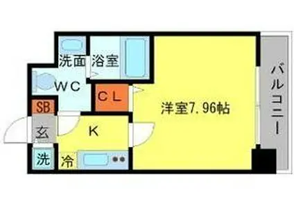 SERENITE日本橋SUD(1K/8階)の間取り写真