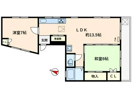 ワンダーハイツ(2LDK/3階)の間取り写真