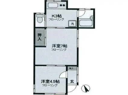 マロンハイツ(2K/2階)の間取り写真