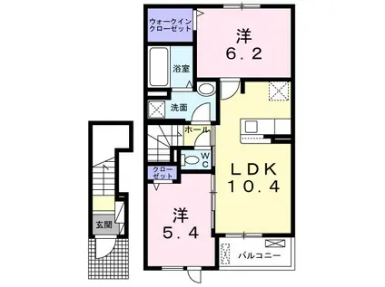 SK パレス(2LDK/2階)の間取り写真