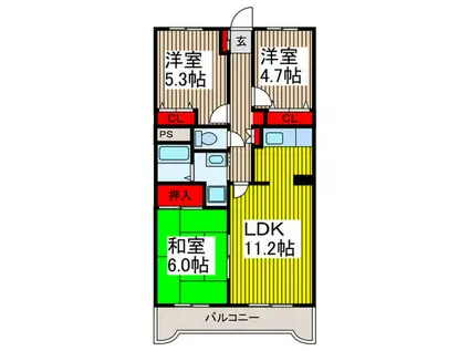 グランエスト浦和(3LDK/1階)の間取り写真
