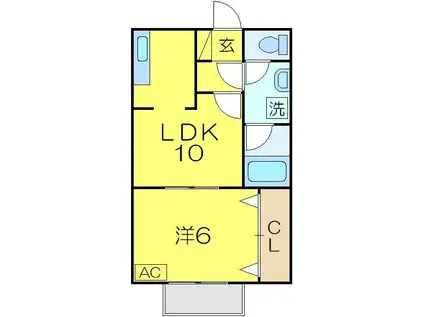 ブレヴァ所沢(1LDK/1階)の間取り写真