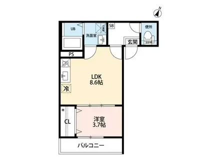 PLACE DES ROCCO(1LDK/1階)の間取り写真