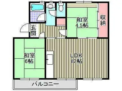 狭山15号棟(2LDK/3階)の間取り写真