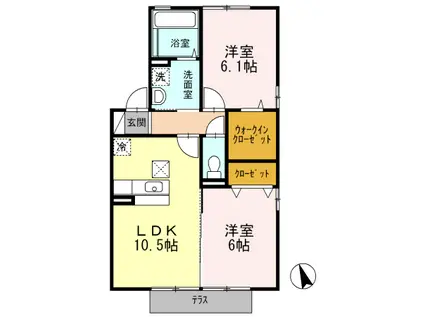 フロレスタ西館(2LDK/1階)の間取り写真