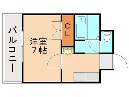 シャトー森V(1K/2階)の間取り写真