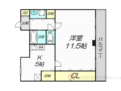 ハイムタケダT8(1DK/6階)の間取り写真