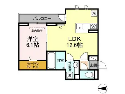 D-ROOM宇品西(1LDK/3階)の間取り写真