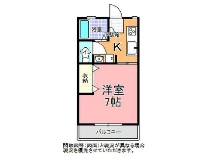 コスモスハイツ B棟(1K/2階)の間取り写真