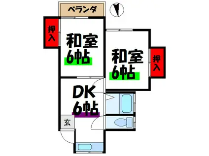 豊川コーポ(2K/1階)の間取り写真