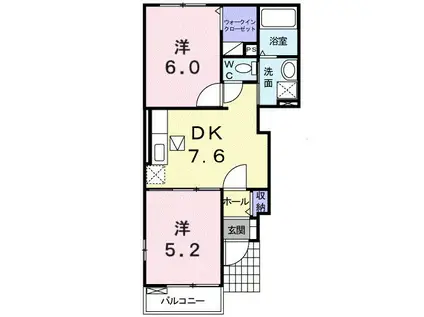 サピーガーデンII(2DK/1階)の間取り写真