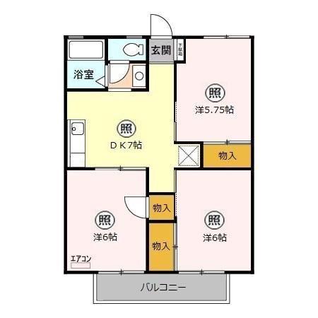 グリーンヒル新宿(3DK/2階)の間取り写真