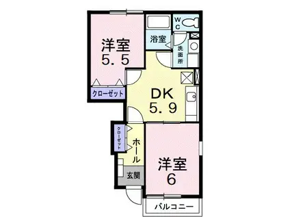 サン・ブリーズ(2DK/1階)の間取り写真