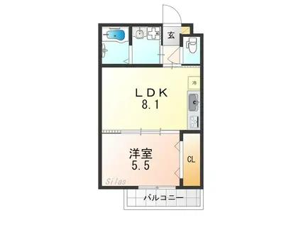 PRIVATE RESIDENCE 西院II(1LDK/3階)の間取り写真