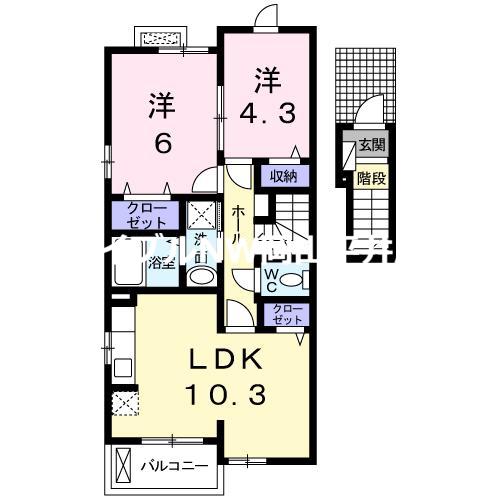 ベアトリーチェ(2LDK/2階)の間取り写真