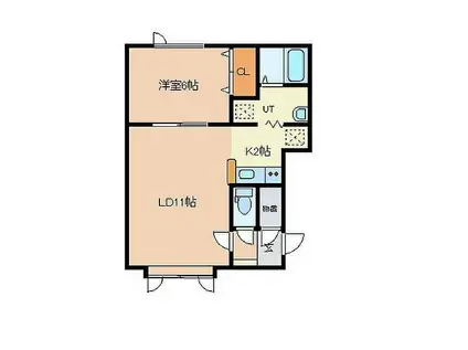 ハスコート赤平(1LDK/1階)の間取り写真