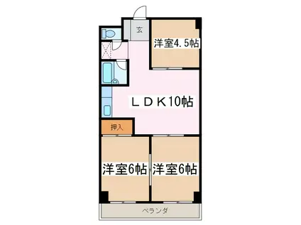 ハイライズ魚武(3LDK/4階)の間取り写真