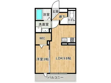 西津田SIGN(1LDK/2階)の間取り写真