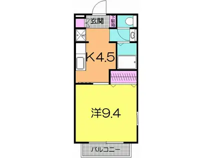 リバーサイド森(1K/1階)の間取り写真