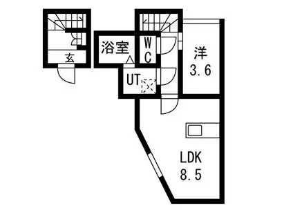 仙台前ルート(1LDK/2階)の間取り写真