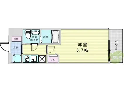 エグゼ江坂ウエスト(1K/7階)の間取り写真