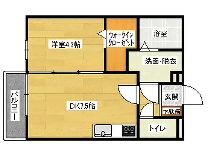 ひまわり(1DK/1階)の間取り写真