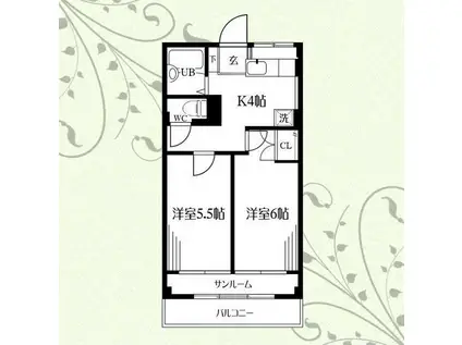 クラウディII(2K/2階)の間取り写真