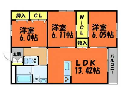 ALMA壱番館(3LDK/1階)の間取り写真