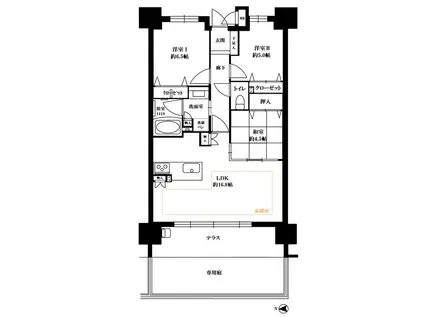 オーヴィジョン香椎浜ザ・シティ(3LDK/1階)の間取り写真