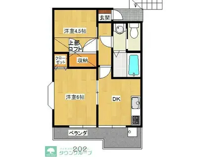 南台ユキA棟(2DK/2階)の間取り写真