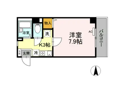 メゾンなかやま(1K/3階)の間取り写真