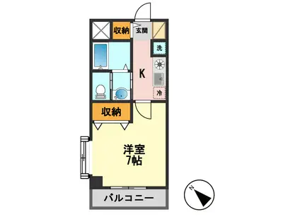 ツインアドレスレフト館(1K/1階)の間取り写真