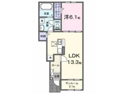 クレストールポート II(1LDK/1階)の間取り写真