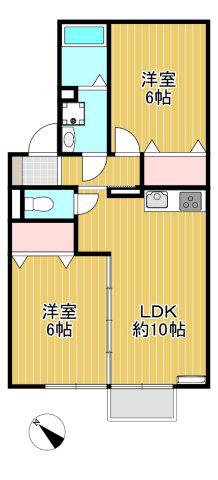 シャルム(2LDK/1階)の間取り写真