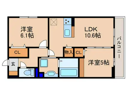 エレガンスビュー(2LDK/3階)の間取り写真
