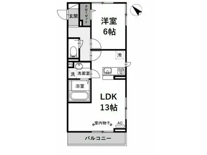 WHITE OAK(1LDK/3階)の間取り写真