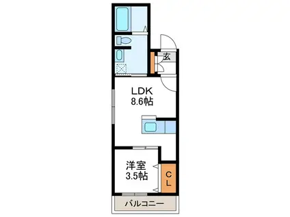 PALAZZO7/8 パラッツォ7/8(1DK/2階)の間取り写真