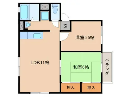 ソファレ万葉(2LDK/2階)の間取り写真