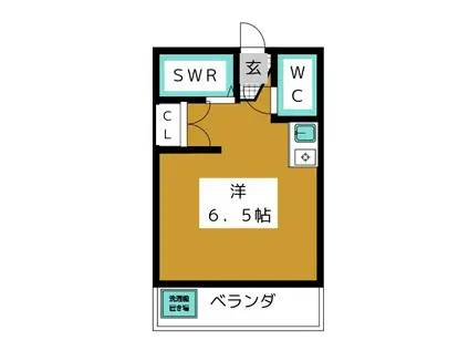 エスアールカーサ国立(ワンルーム/2階)の間取り写真