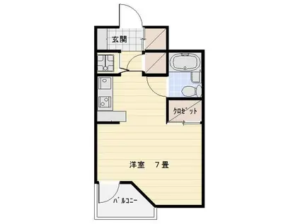 メッセ幸(ワンルーム/4階)の間取り写真