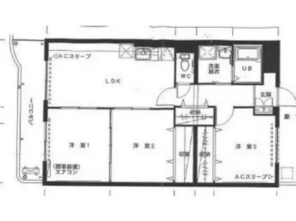 スカイマンションC棟(3LDK/3階)の間取り写真
