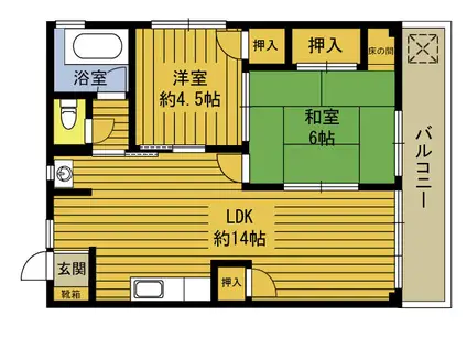 中島ビル(2LDK/5階)の間取り写真